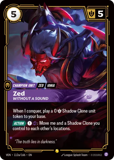 Zed, Without a Sound - Riftbound TCG card