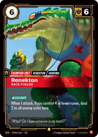 Renekton, Rage Fueled - Riftbound TCG card