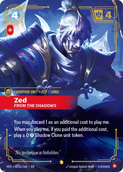 Zed, From the Shadows - Riftbound TCG card