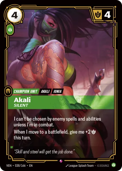 Akali, Silent - Riftbound TCG card