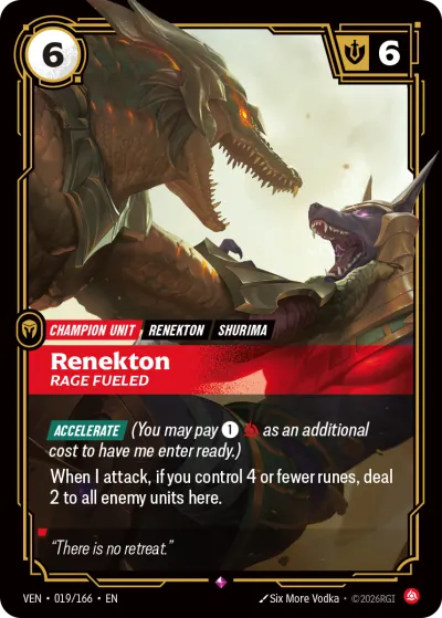 Renekton, Rage Fueled - Riftbound TCG card