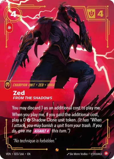 Zed, From the Shadows - Riftbound TCG card